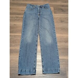 Levi's Ribcage Straight Ankle Jeans Women's W27 L31 Blue Denim Button Fly